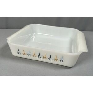 Vintage Anchor Hocking Fire-King Candle Glow 8" Square Casserole Dish w‎ Handles